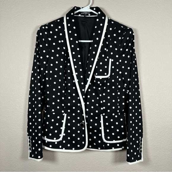 Express Jackets & Blazers - Express Womens Blazer Size 4 Polka Dot Black White Blazer